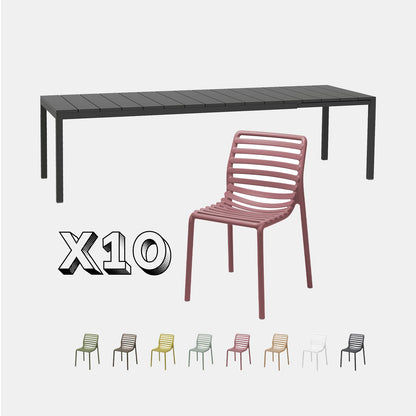 Dining Set - Rio 210 Extending Table & Doga Armless Chairs