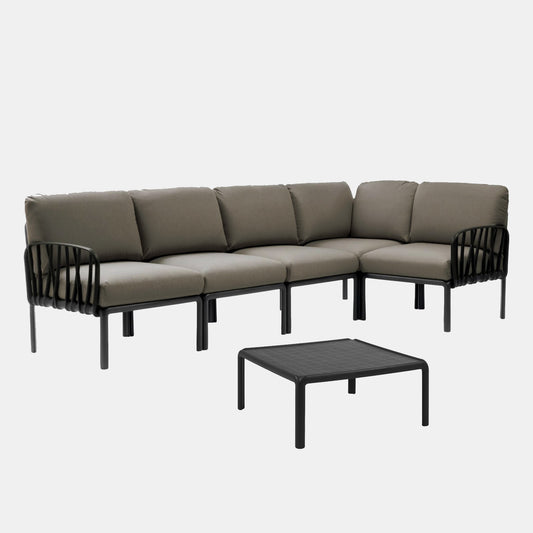 Komodo 5 Corner Sofa & Coffee Table By Nardi - Anthracite & Dark Grey