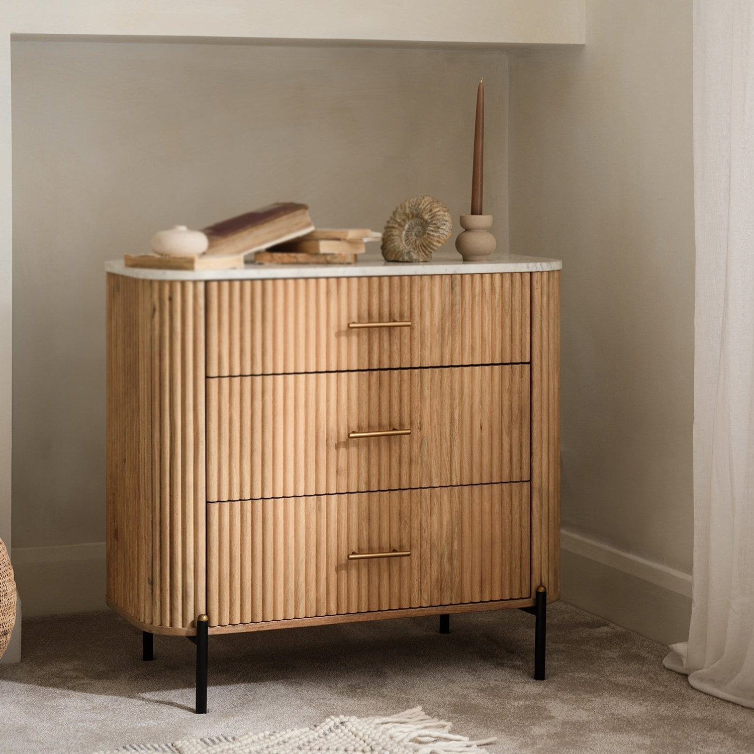 Shop The St Agnes 3 Drawer Bedroom Chest With Marble Top – BF Home