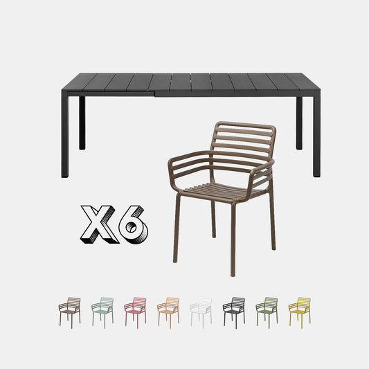 Dining Set - Rio 140 Extending Table & Doga Armchairs