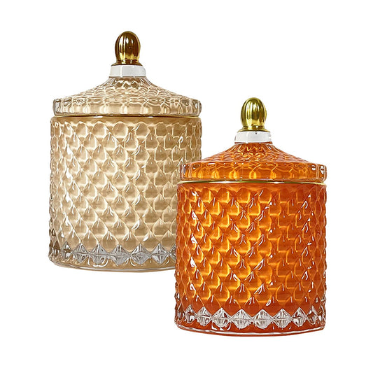 Glass Jars with Lid - Orange & White Pearl