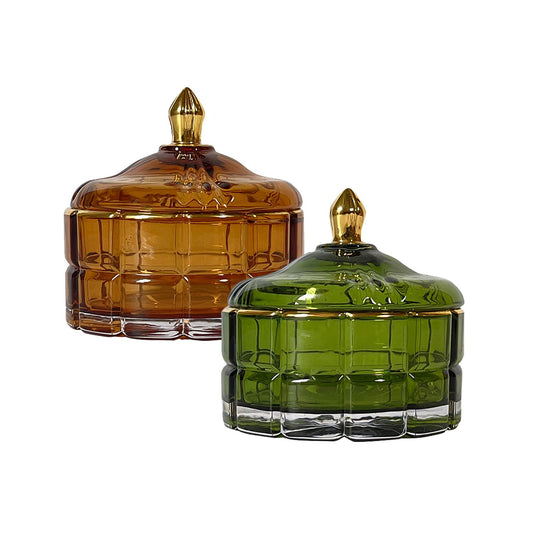 Glass Jars with Lid - Orange & Green