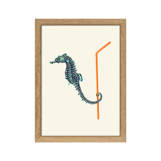 No. RC2204 Seahorse & Straw with Oak Frame