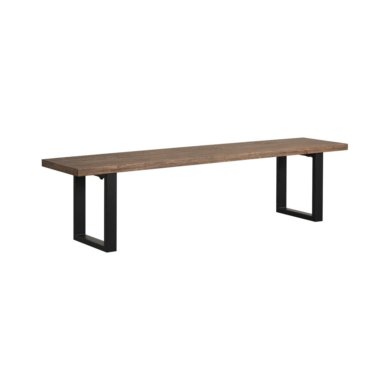 Elsworthy Dark Oak Dining Bench 180cm Industrial Metal U-Legs