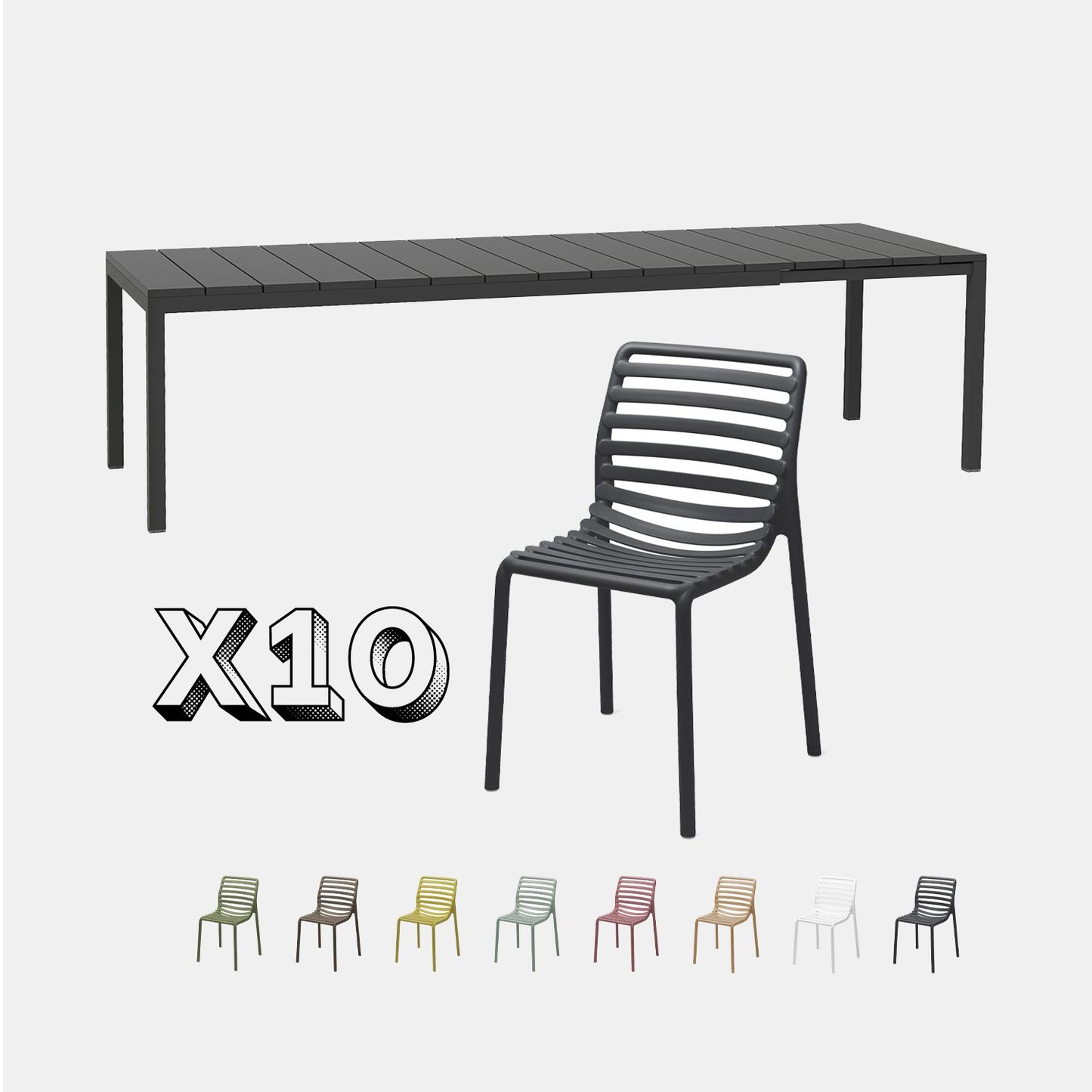 Dining Set - Rio 210 Extending Table & Doga Armless Chairs