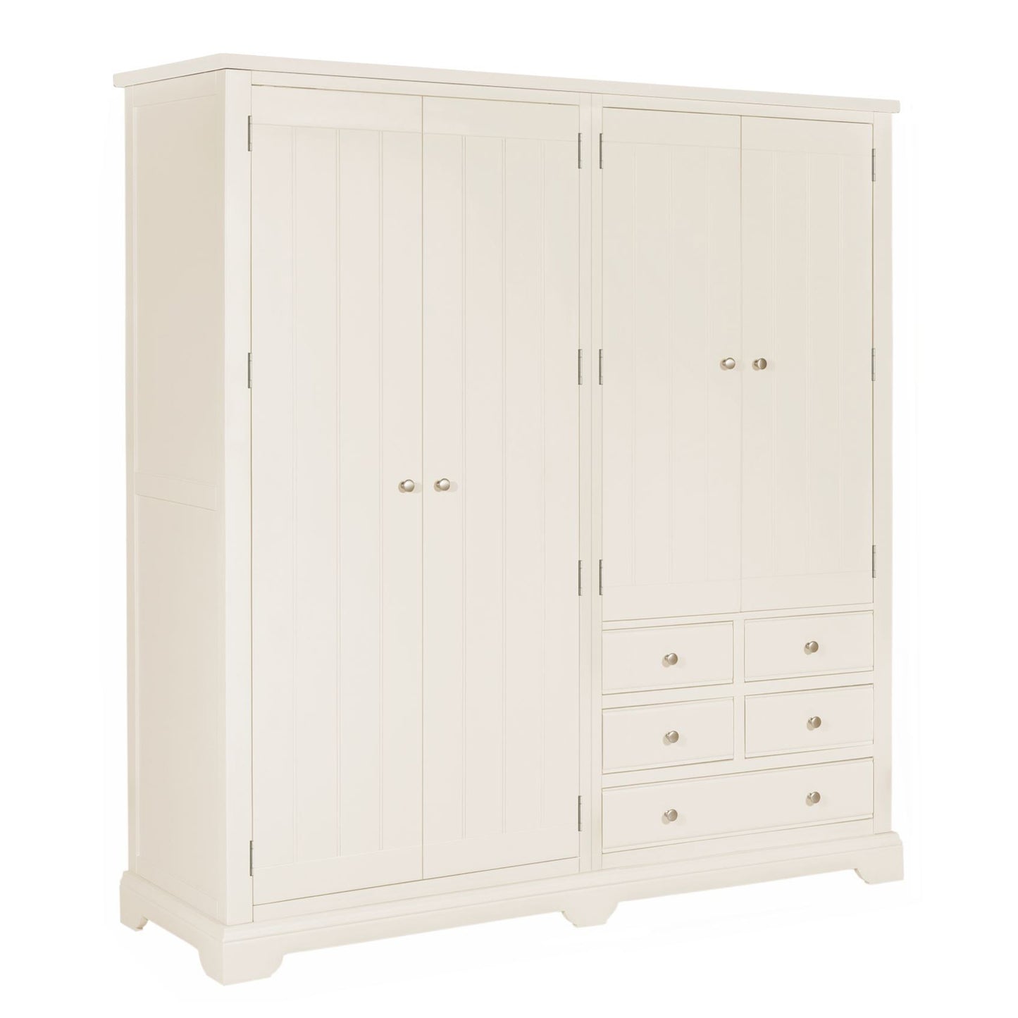Hardingham White Painted Wardrobe - 4 Door 5 Drawer