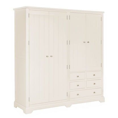 Hardingham White Painted Wardrobe - 4 Door 5 Drawer