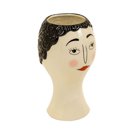 Ceramic Doodle Woman's Face Vase