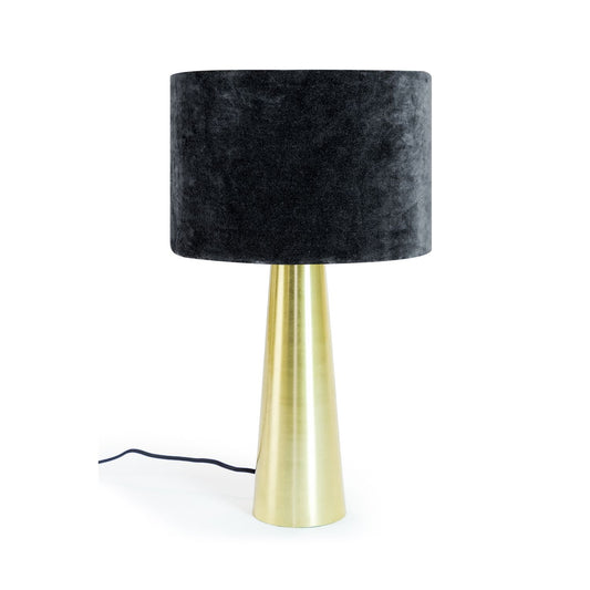 Brass Table Lamp with Velvet Shade - Black