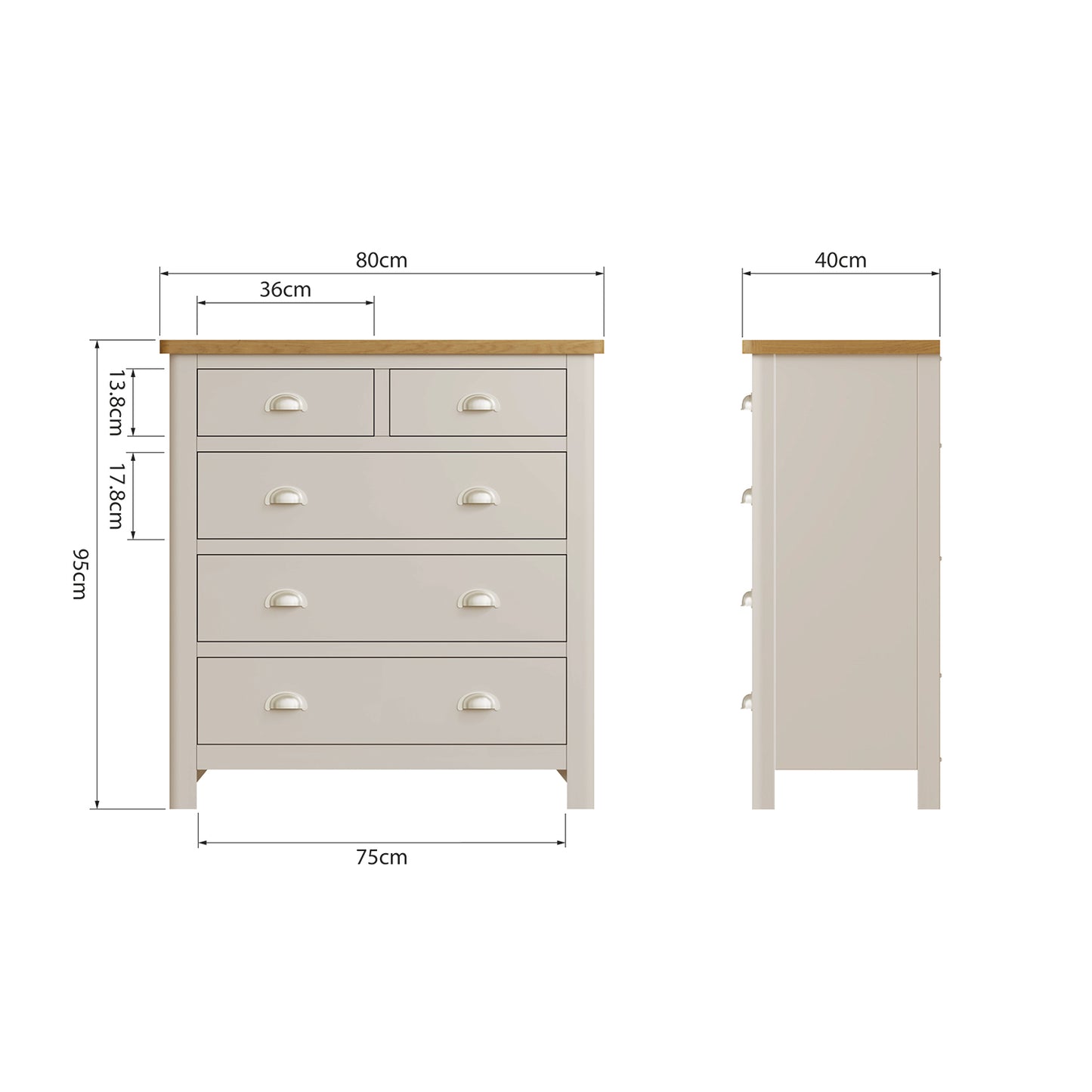 Pershore Painted Chest of Drawers - 2 over 3