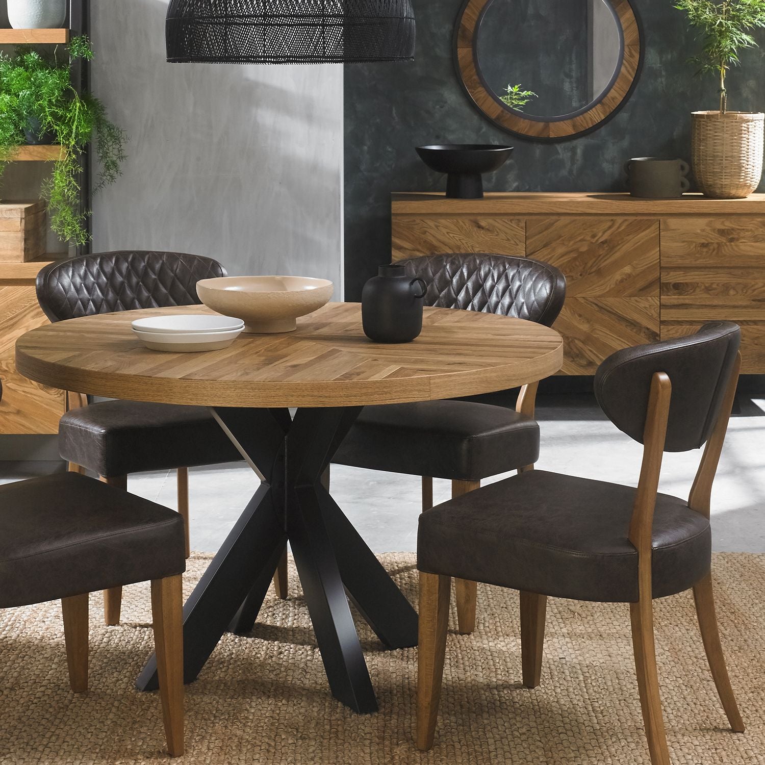 Phoenix Rustic Oak Dining Chair - Old West Vintage