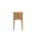 Oak bedside table with a single 1 drawer on a white background