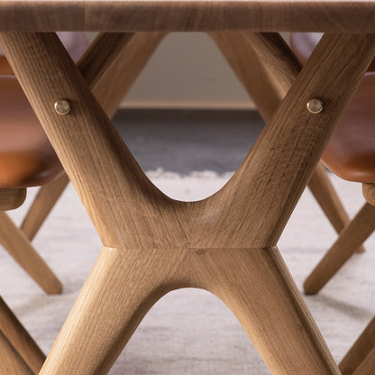 Rose Hill Oak Dining Table With Rounded Corners With Brass - 180cm Extending