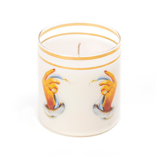 Hands With Snakes Glass Candle