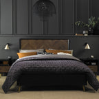 Boston Fumed Oak & Peppercorn Bed - Double