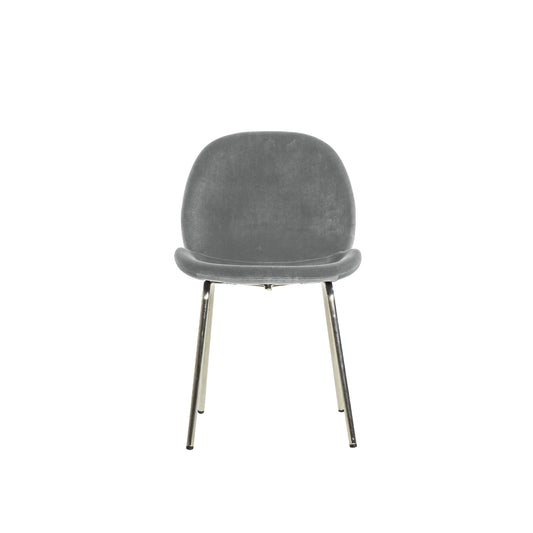 Levi Dining Chair - Light Grey Velvet & Chrome