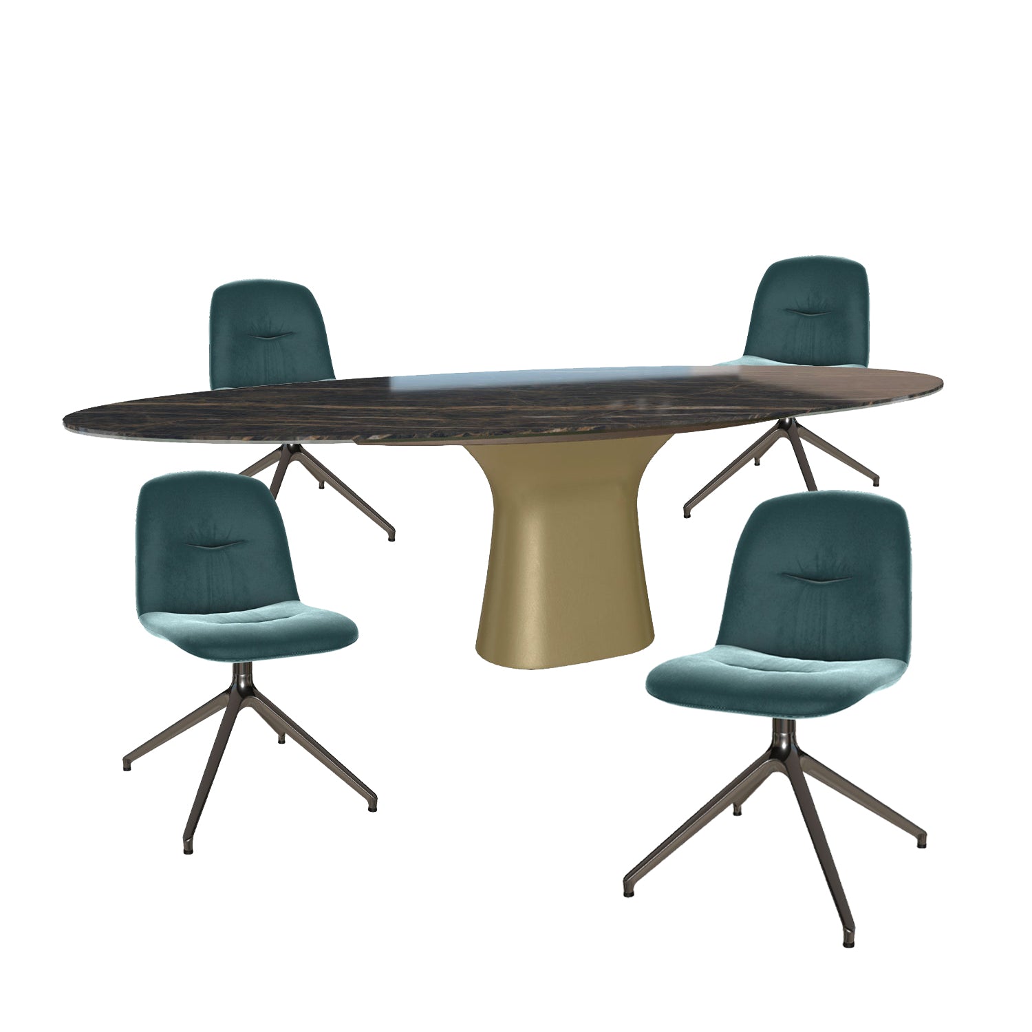 Podium Table & 4x Chantal Swivel Chairs By Bontempi Casa - Clearance
