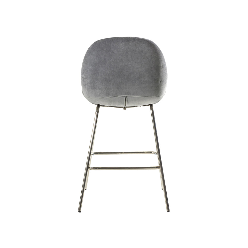 Levi Barstool - Light Grey Velvet & Chrome