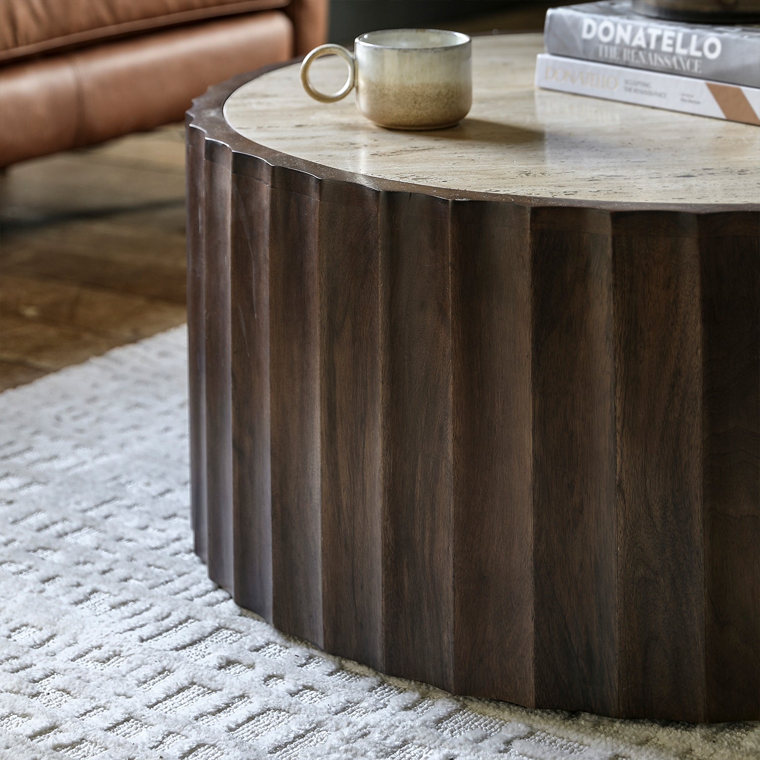 Matteo Coffee Table - Travertine & Mango