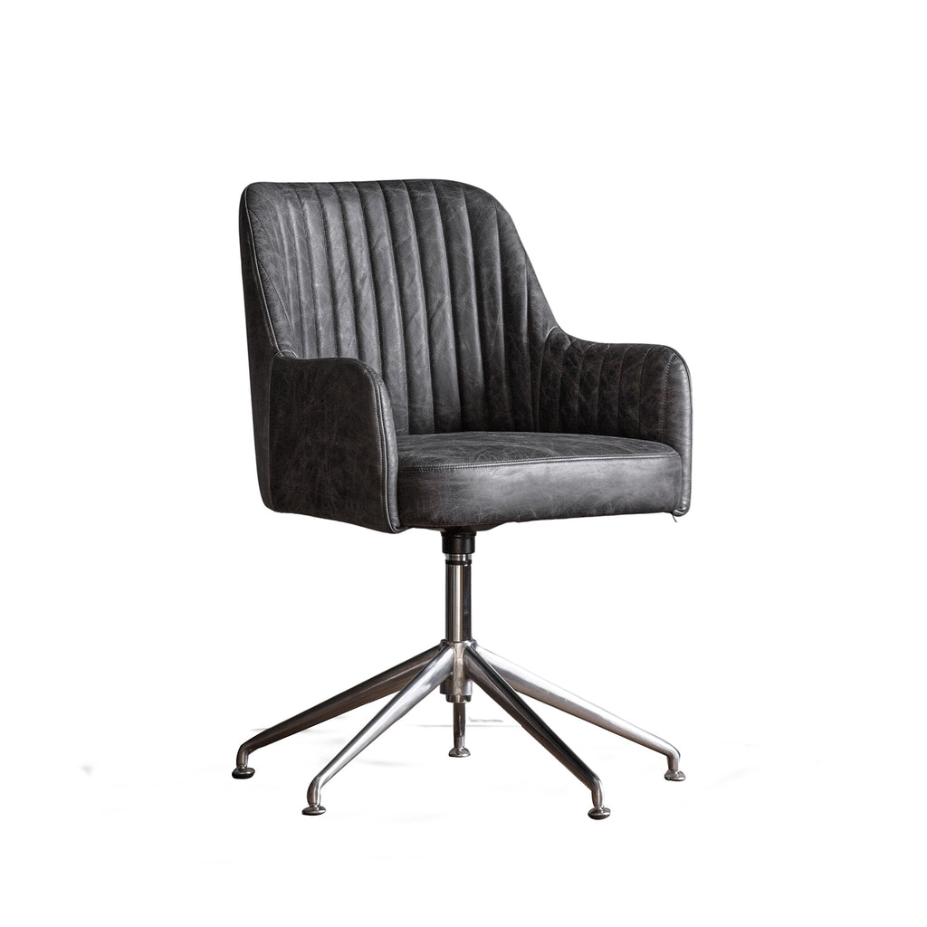 Presley Swivel Chair:- Antique Ebony / Silver