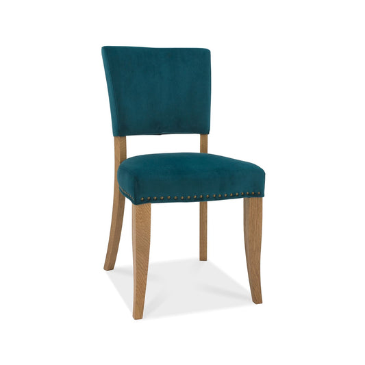 Denver Rustic Oak Dining Chair - Sea Green Velvet