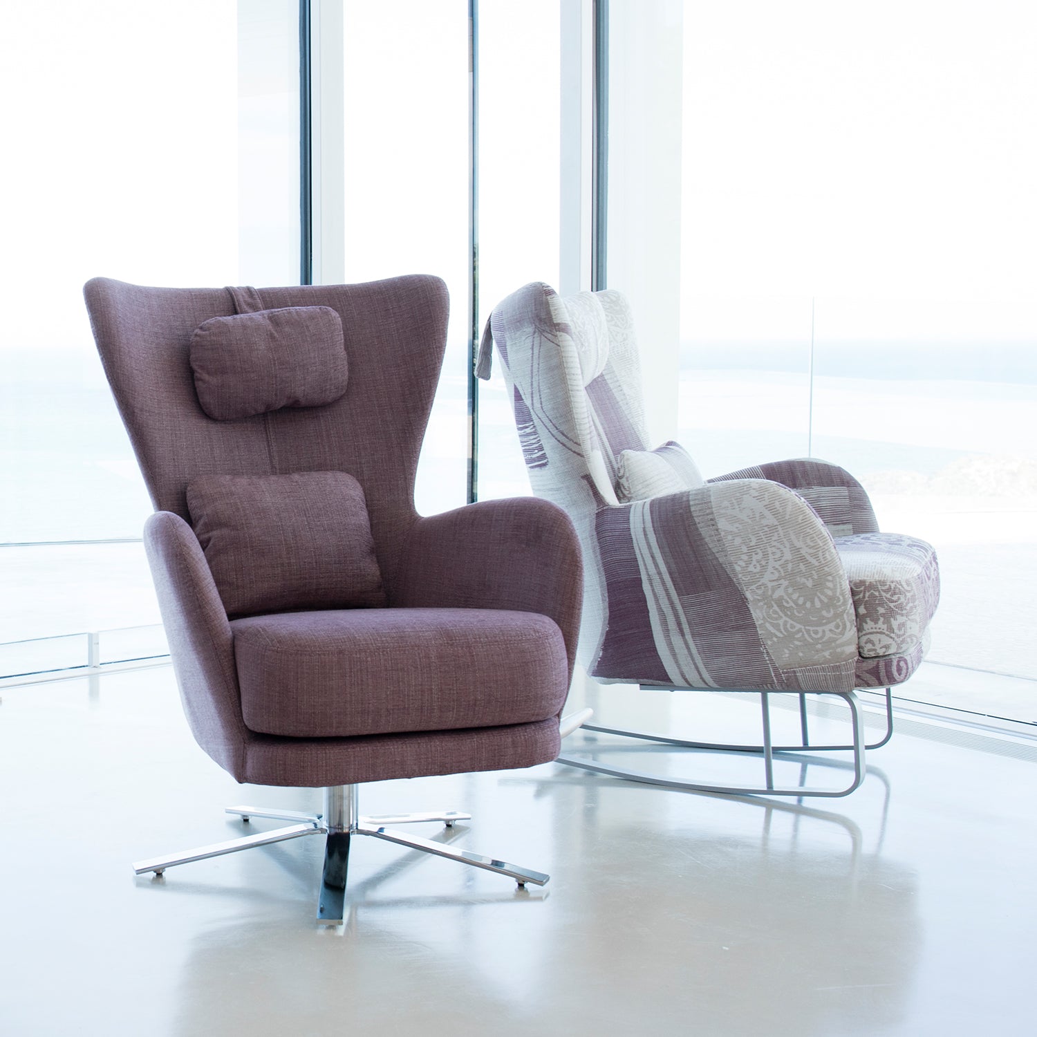 Rocking Base Kylian Armchair With Swivel Base Kylian n customisable Fabrics.