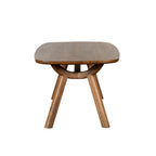 Wooden side table with a light brown solid white oak finish on a white background