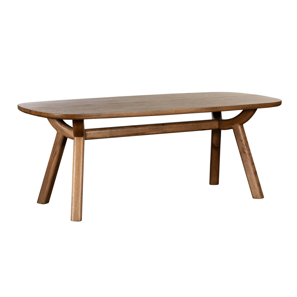 Oval top dining table made from solid white oak.