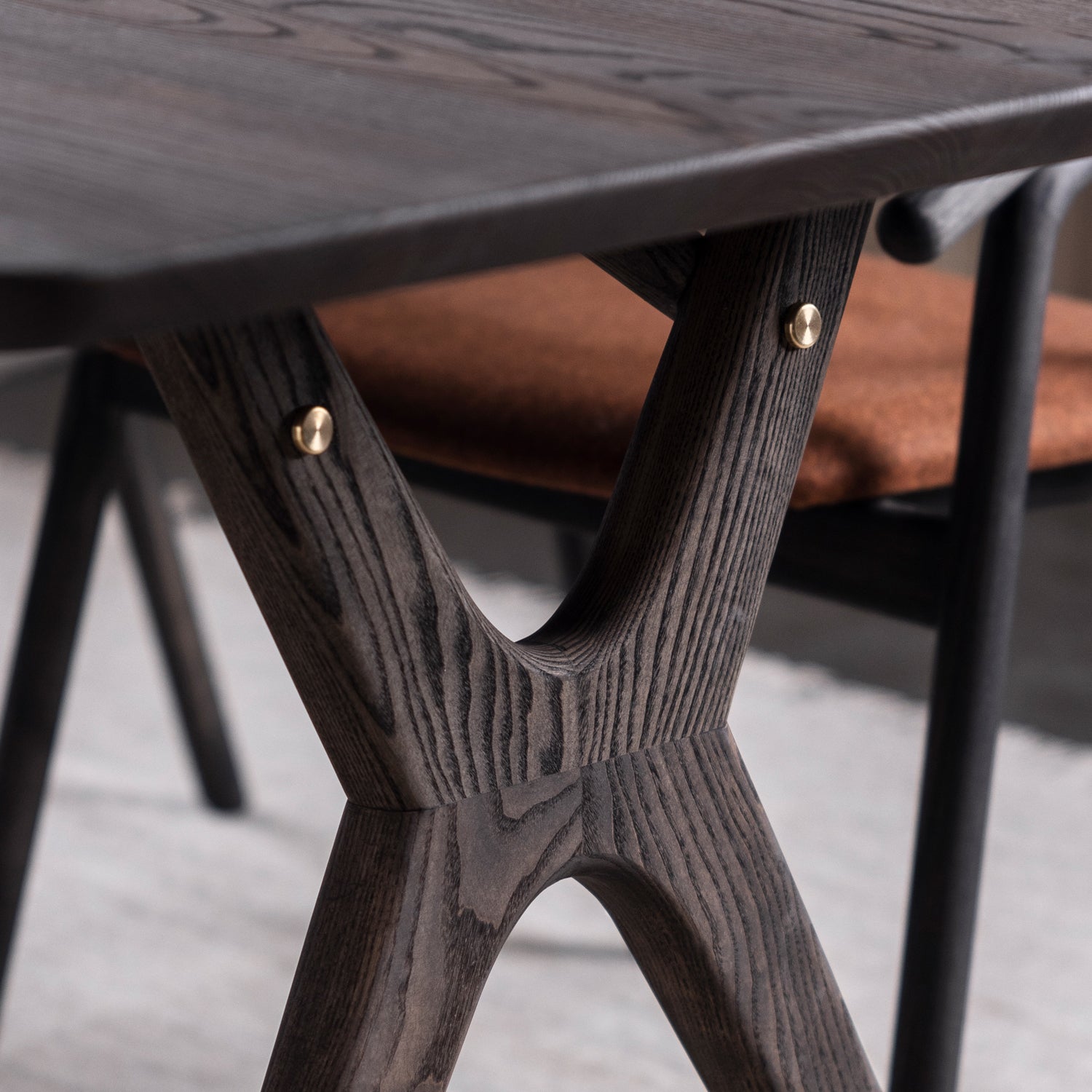 Rose Hill Ash Dining Table With Rounded Corners With Brass - 280cm Extending