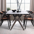 Rose Hill Ash Dining Table With Rounded Corners With Brass - 280cm Extending