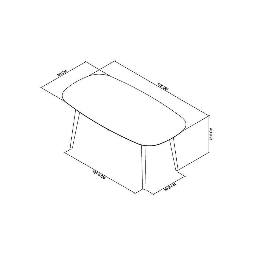 Scandi Oak Dining Table - 175cm - Measurements