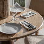 Maelynn Round Dining Table:- 110x110x73cm / Dark Wood