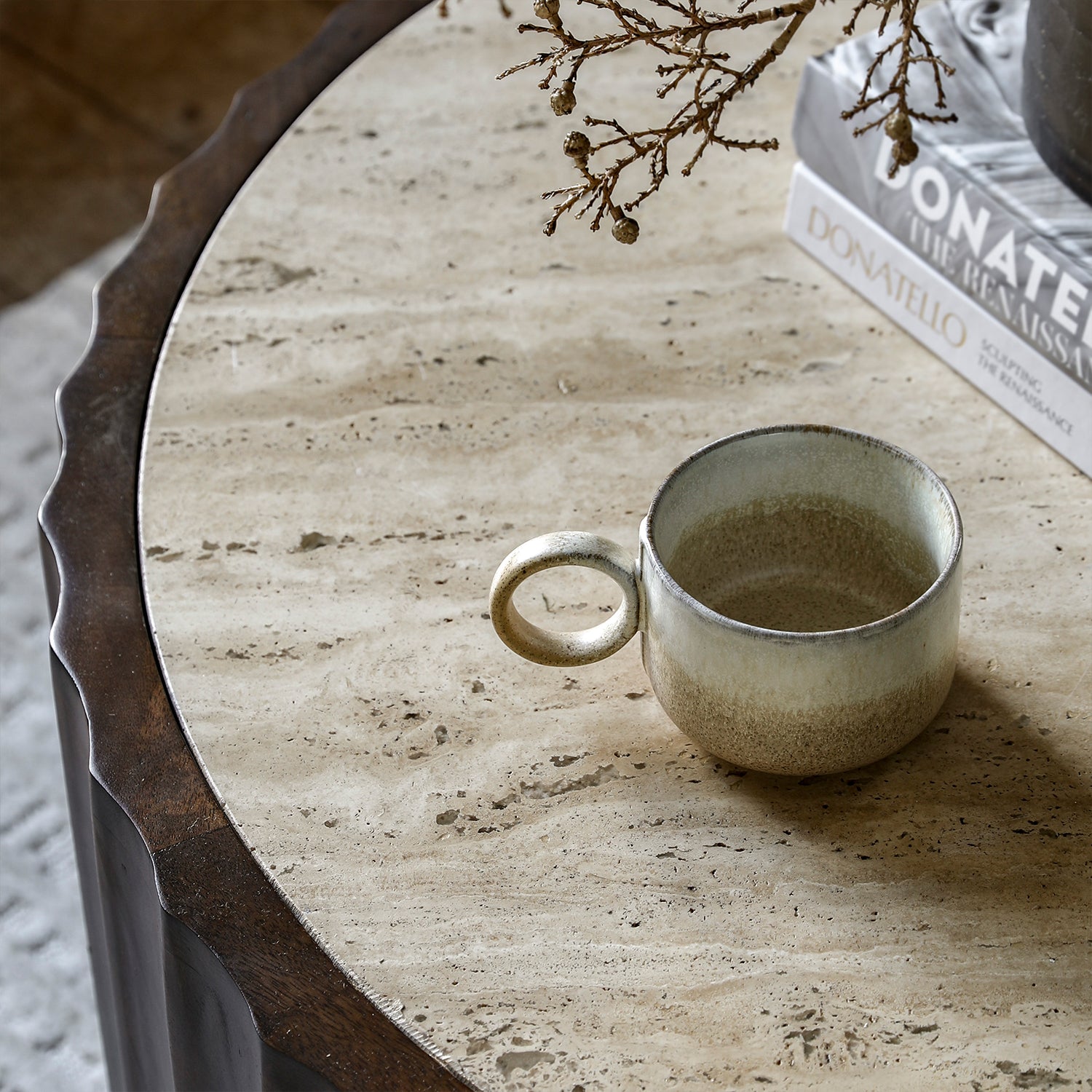 Matteo Coffee Table - Travertine & Mango