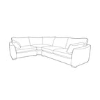 A simple black line drawing of a sectional sofa on a plain white background, showing the outline of the furniture without detailed textures or colours. LHF