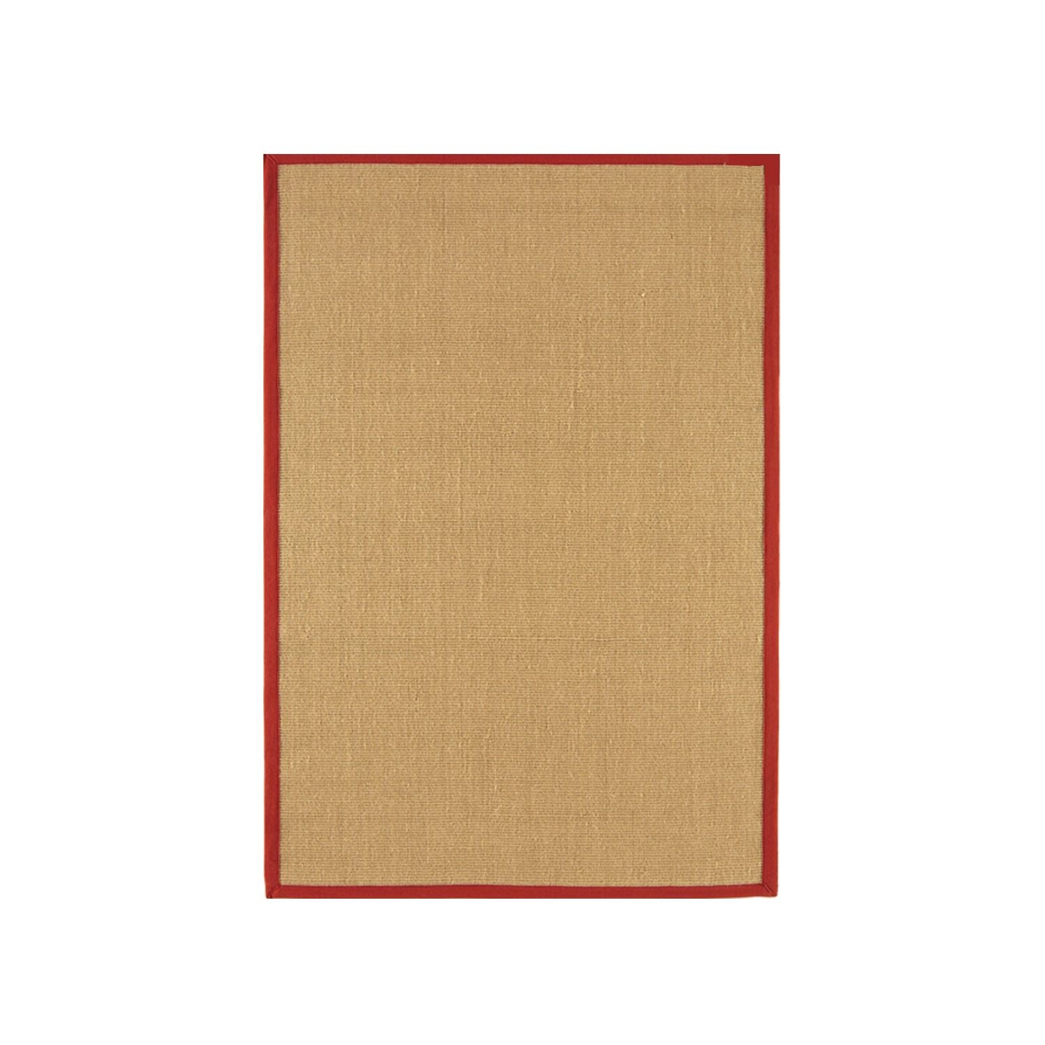 Sisal Floor Rug - Linen/Red Border