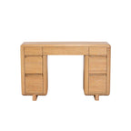 Clerkenwell White Oak Dressing Table With Drawers On A White Background
