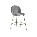 Levi Barstool - Light Grey Velvet & Chrome