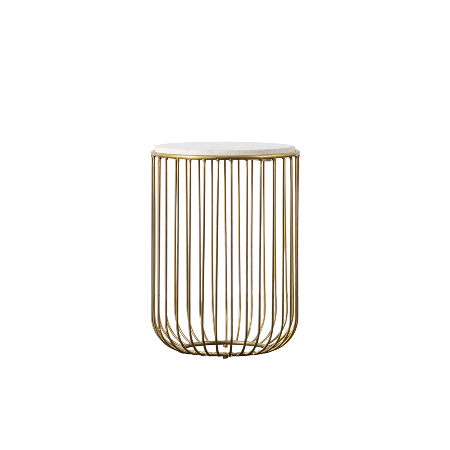 Zaya Side Table:- Gold / White