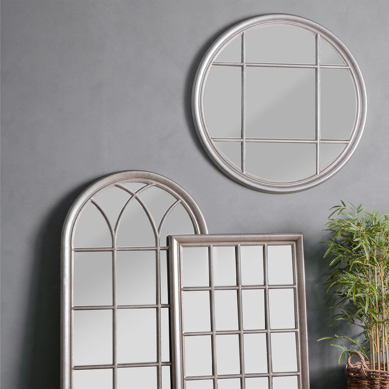 Round Window Mirror - Silver