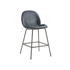 Levi Barstool - Dark Grey Velvet & Pewter