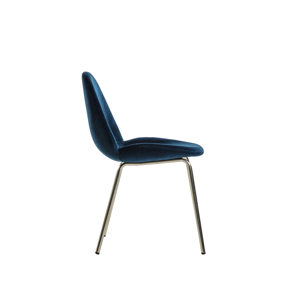 Levi Dining Chair - Navy Blue Velvet & Chrome