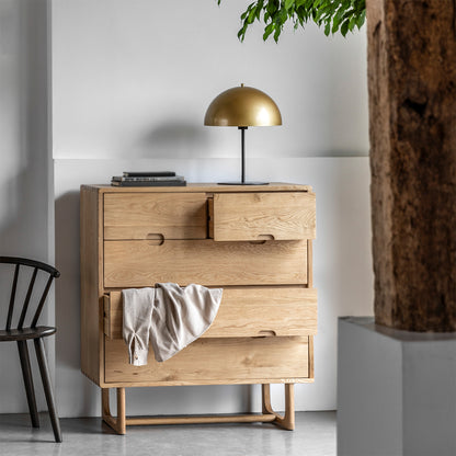Maurice 5 Drawer Chest:- Natural