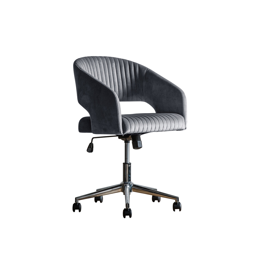 Fredrick Swivel Chair:- Charcoal Velvet