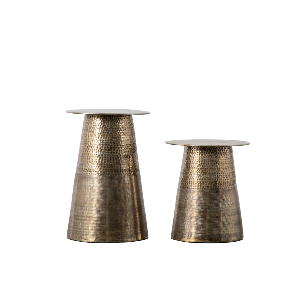Renzo - Pair of Side Tables:- Antique Brass Colour