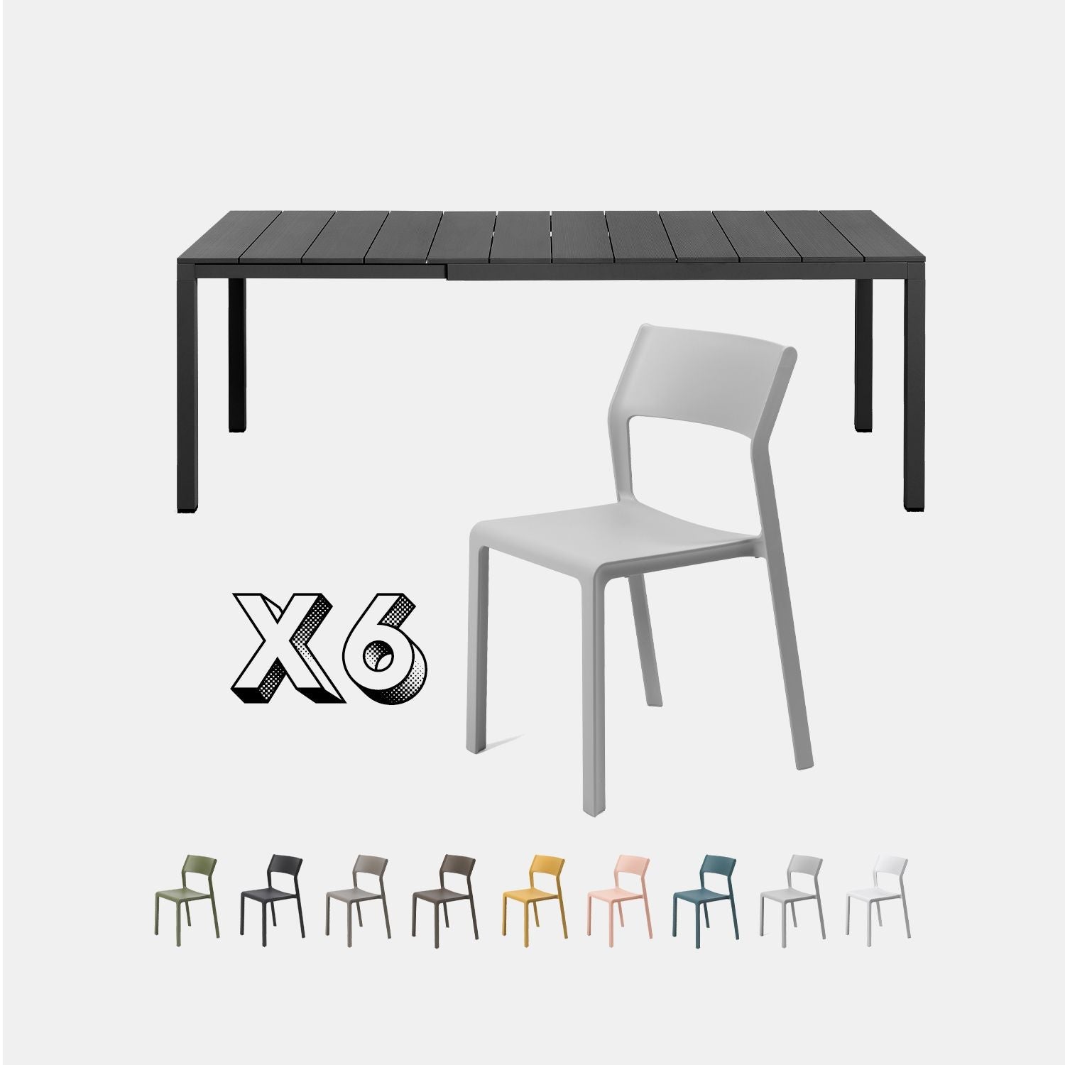 Dining Set - Rio 140 Extending Table & Trill Armless Chairs