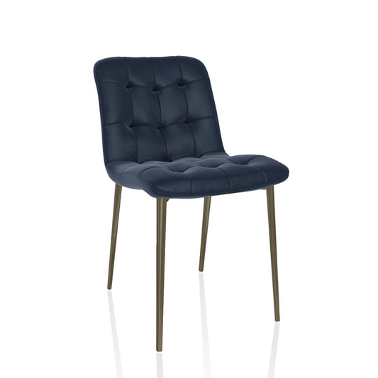 Kuga Chair Supreme Velvet By Bontempi Casa - Navy Blue + Aged Brass Frame