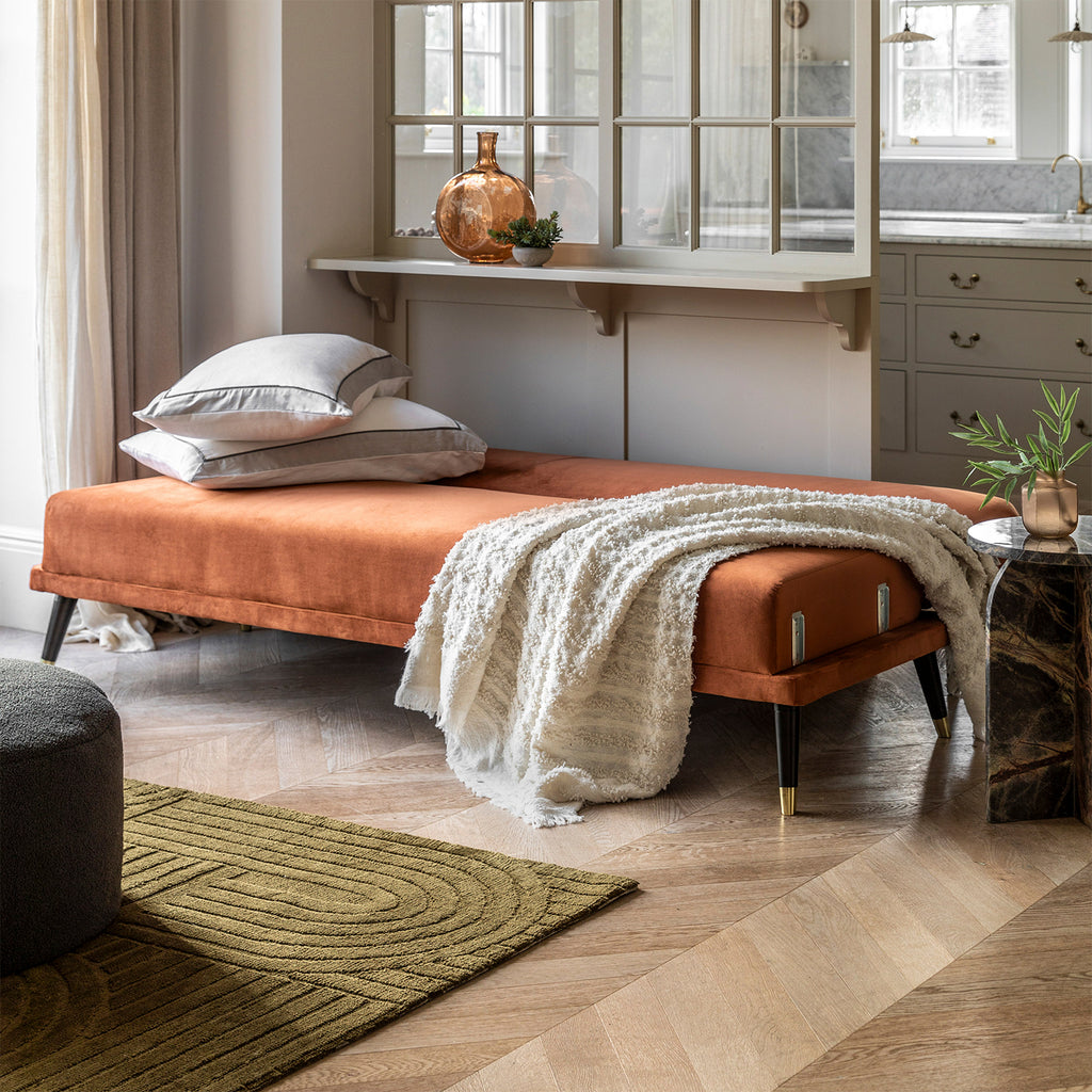 Dawson Sofa Bed - Burnt Orange Velvet