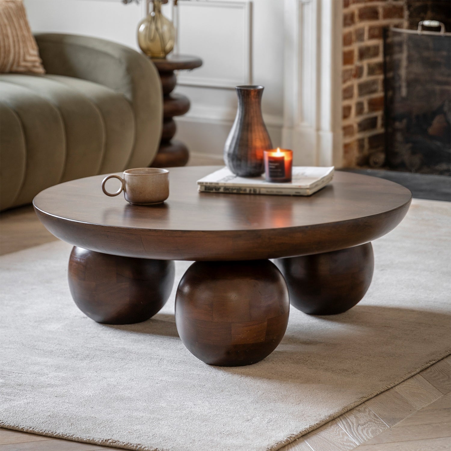Maelynn Round Coffee Table:- Dark Wood
