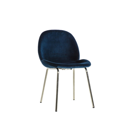 Levi Dining Chair - Navy Blue Velvet & Chrome