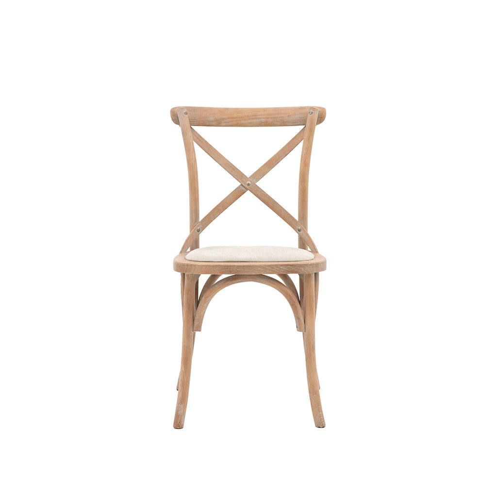 Cafe Chair Washed Oak Linen - Set Of 2